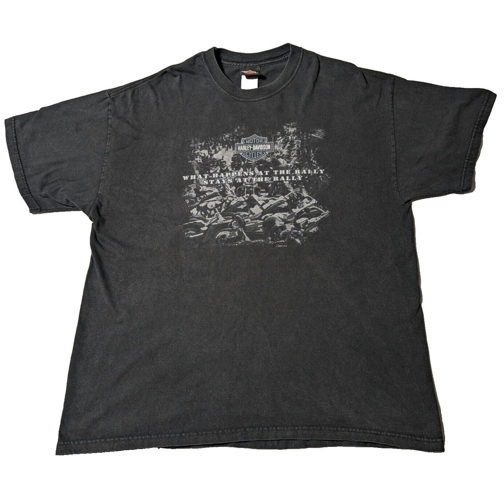 HARLEY-DAVIDSON NEW YORK 2007 WHAT HAPPENS AT THE‎ RALLY Men XL T-Shirt MADE USA
